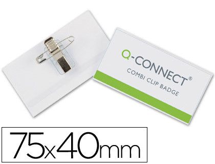 Identificador Q-Connect con Pinza E Imperdible Kf01568 40X75 Mm.