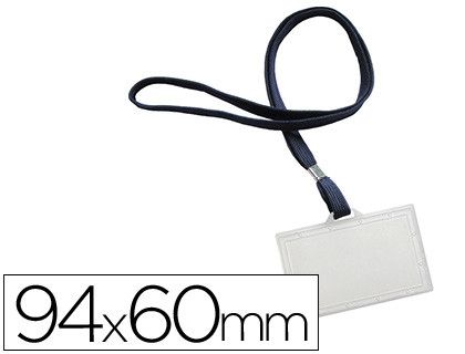 Identificador q-connect kf17112 con cordon plano azul y apertura lateral 94x60 mm