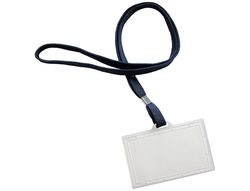 Identificador q-connect kf17112 con cordon plano azul y apertura lateral 94x60 mm
