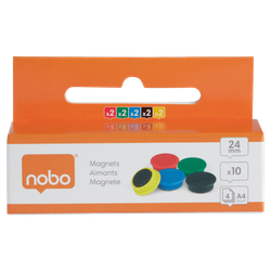 Iman para sujecion nobo 24 mm diametro caja de 10 unidades colores surtidos