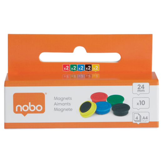 Iman para sujecion nobo 24 mm diametro caja de 10 unidades colores surtidos