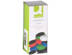 Imanes para Sujecion Q-Connect Ideal para Pizarras Magneticas 20 mm Colores Surtidos -Caja de 10 Imanes