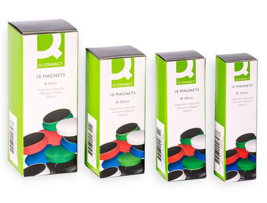 Imanes para Sujecion Q-Connect Ideal para Pizarras Magneticas 20 mm Colores Surtidos -Caja de 10 Imanes