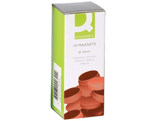 Imanes para Sujecion Q-Connect Ideal para Pizarras Magneticas20 mm Rojo -Caja de 10 Imanes