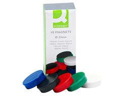 Imanes para Sujecion Q-Connect Ideal para Pizarras Magneticas25 mm Colores Surtidos -Caja de 10 Imanes