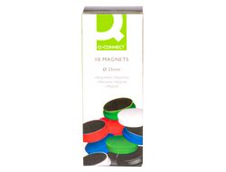 Imanes para Sujecion Q-Connect Ideal para Pizarras Magneticas25 mm Colores Surtidos -Caja de 10 Imanes