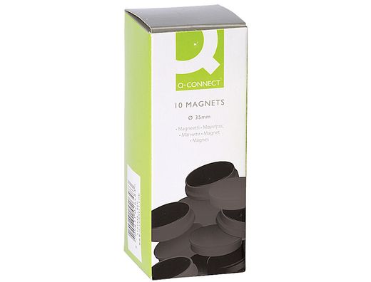 Imanes para Sujecion Q-Connect Ideal para Pizarras Magneticas35 mm Negro -Caja de 10 Imanes