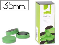 Imanes para Sujecion Q-Connect Ideal para Pizarras Magneticas35 mm Verde -Caja de 10 Imanes