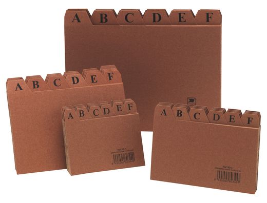 Indice alfabetico con 24 posiciones de carton cuero medidas 125x75 mm