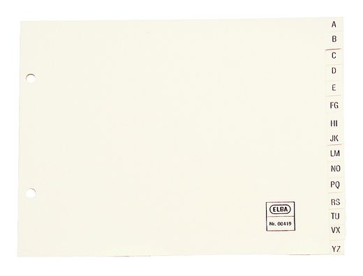 Indice Alfabetico Elba Cartulina Cuarto Apaisado 180 x 240 mm