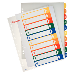 Índice de proyectos Imprimible Esselte. DIN A4. Pestañas PP 1-10, multicolor