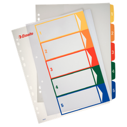 Índice de proyectos Imprimible Esselte. DIN A4. Pestañas PP 1-5, multicolor