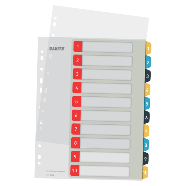 Índice de proyectos Imprimible Leitz Cosy. DIN A4. Pestañas PP 1-10