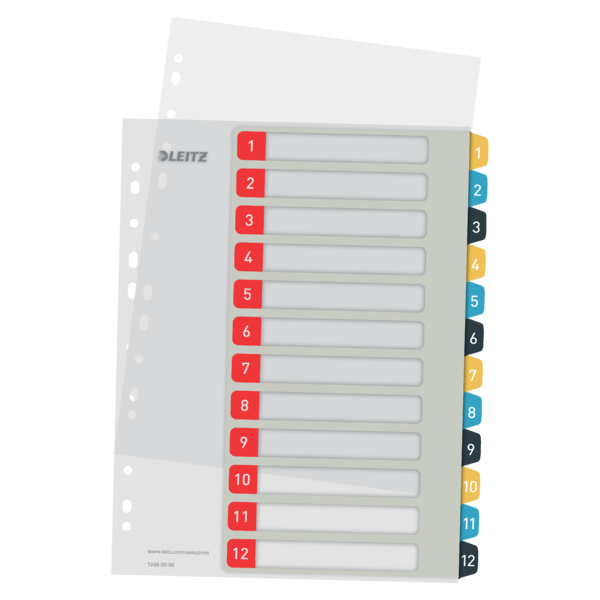Índice de proyectos Imprimible Leitz Cosy. DIN A4. Pestañas PP 1-12