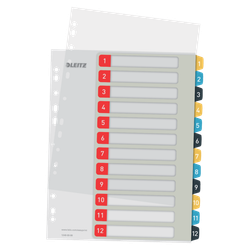 Índice de proyectos Imprimible Leitz Cosy. DIN A4. Pestañas PP 1-12