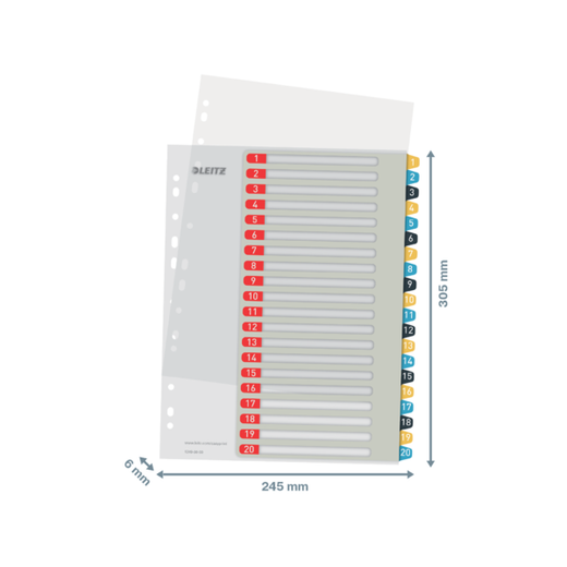 Índice de proyectos Imprimible Leitz Cosy. DIN A4. Pestañas PP 1-20