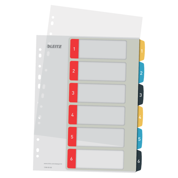 Índice de proyectos Imprimible Leitz Cosy. DIN A4. Pestañas PP 1-6