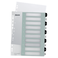 Índice de proyectos Imprimible Leitz WOW. DIN A4. Pestañas PP 1-10, blanco/negro