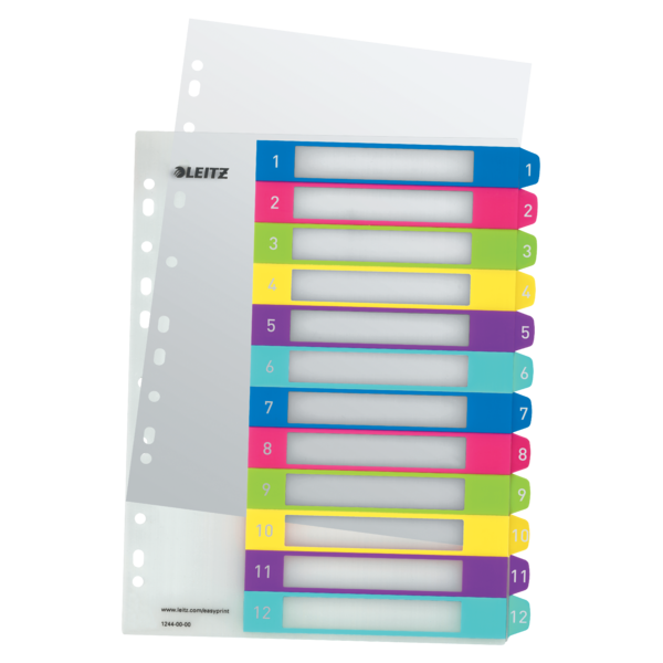 Índice de proyectos Imprimible Leitz WOW. DIN A4. Pestañas PP 1-12