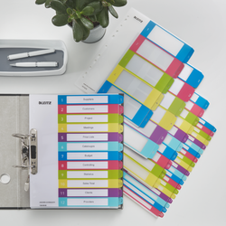 Índice de proyectos Imprimible Leitz WOW. DIN A4. Pestañas PP 1-20