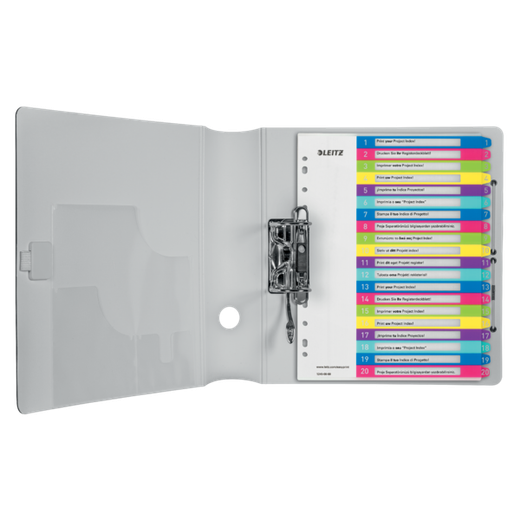 Índice de proyectos Imprimible Leitz WOW. DIN A4. Pestañas PP 1-20