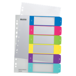 Índice de proyectos Imprimible Leitz WOW. DIN A4. Pestañas PP 1-6