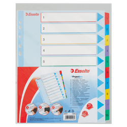 Índice de proyectos multitaladro. DIN A4. Borra y Re-Escribe. Pestañas 1-10, multicolor