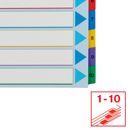 Índice de proyectos multitaladro. DIN A4. Borra y Re-Escribe. Pestañas 1-10, multicolor