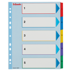 Índice de proyectos multitaladro. DIN A4. Borra y Re-Escribe. Pestañas 1-5, multicolor