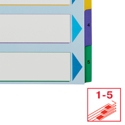 Índice de proyectos multitaladro. DIN A4. Borra y Re-Escribe. Pestañas 1-5, multicolor