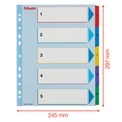 Índice de proyectos multitaladro. DIN A4. Borra y Re-Escribe. Pestañas 1-5, multicolor