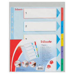 Índice de proyectos multitaladro. DIN A4. Borra y Re-Escribe. Pestañas 1-5, multicolor