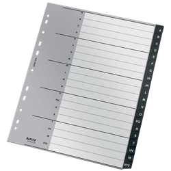 Índice multitaladro Leitz Recycle. DIN A4 maxi. 20 Pestañas A-Z. PP reciclado, climáticamente neutro y 100% reciclable, negro