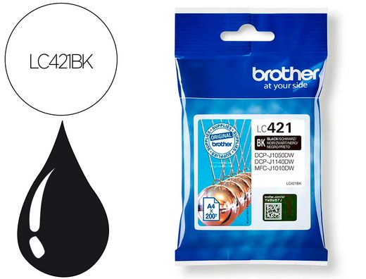 Ink-jet brother lc421bk dcp-j1050dw / dcp-j1140dw / mfc-j10 negro 200 paginas