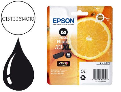 Ink-jet epson 33 xl expression premium xp530 / 630 / 635 / 830 negro 8,1 ml 400 pag