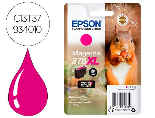 Ink-jet epson 378 xl expression home xp-8605 / 8606 / xp-15000 / xp-8500 / 8505 magenta 830 pag