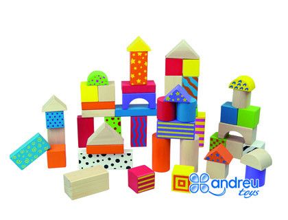 Juego ambitoys construccion bloques madera 50 piezas 18x18 cm