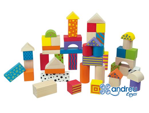 Juego ambitoys construccion bloques madera 50 piezas 18x18 cm