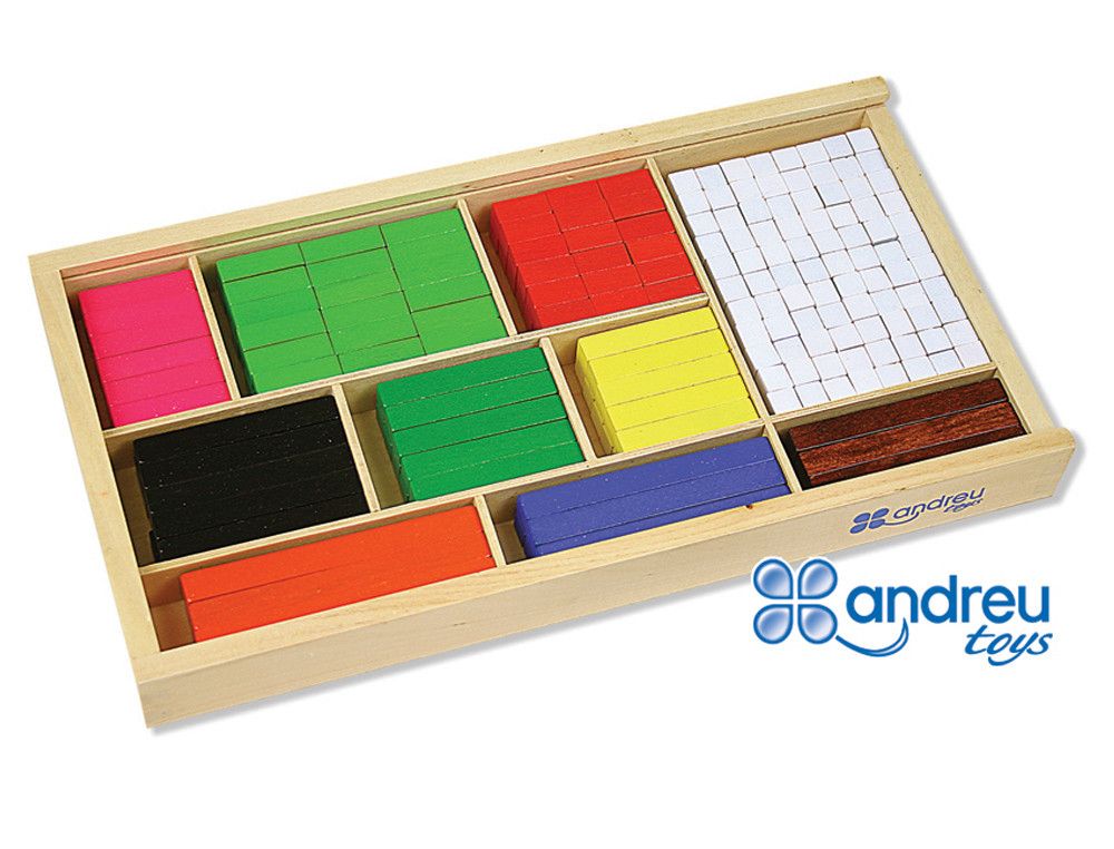 Juego andreutoys barras de fracciones 308 piezas 32,5x17,5x4 cm