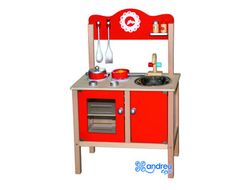 Juego andreutoys cocina madera con complementos 53,5x29,5x83 cm