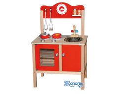Juego andreutoys cocina madera con complementos 53,5x29,5x83 cm