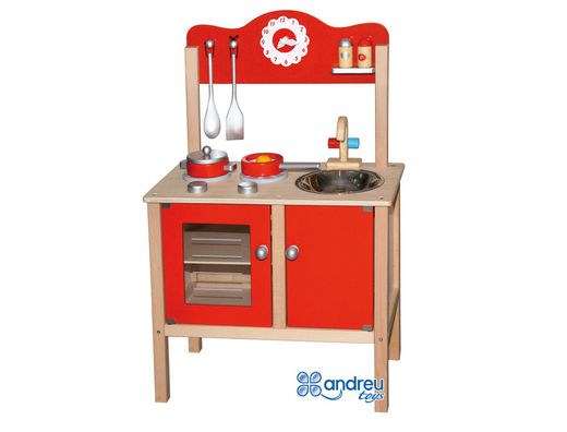 Juego andreutoys cocina madera con complementos 53,5x29,5x83 cm