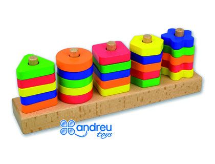 Juego andreutoys manipulacion 25 piezas geometricas + 12 plantillas doble cara 32,8x19,2x7,1 cm