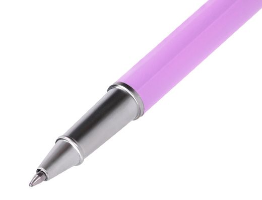 Juego boligrafo y roller belius endless summer aluminio color morado y plateado tinta azul caja de diseño
