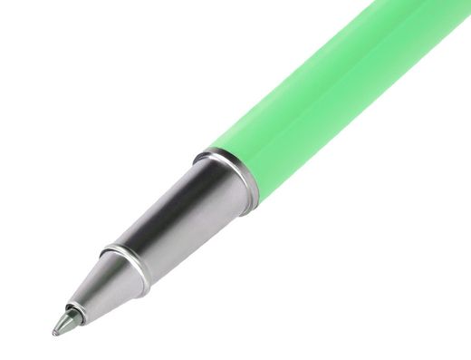 Juego boligrafo y roller belius endless summer aluminio color verde y plateado tinta azul caja de diseño