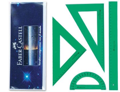 Juego de reglas escolar verde Faber Castell