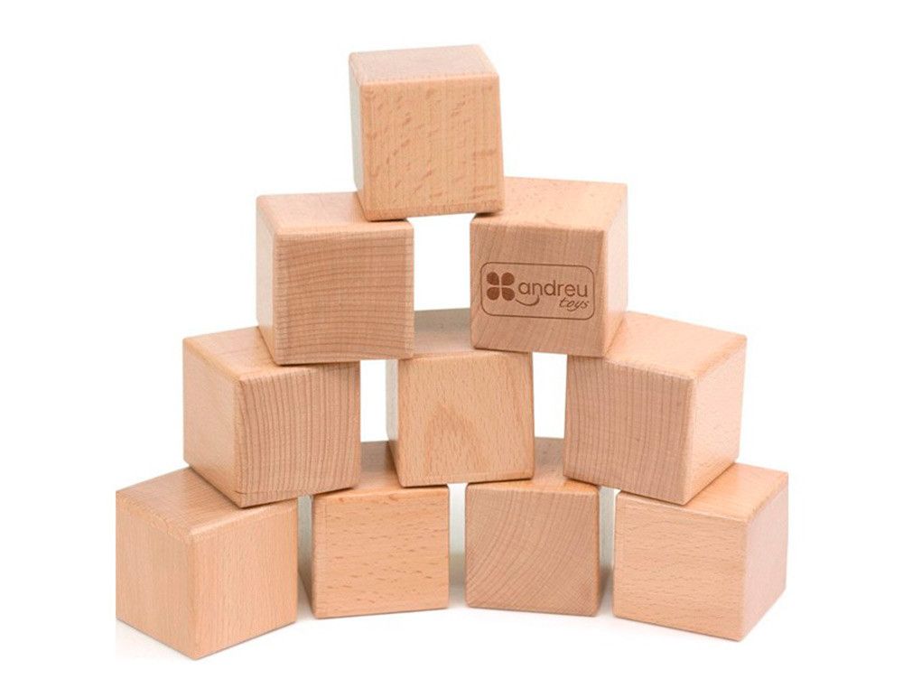 Juego didactico andreutoys 10 cubos sensoriales con sonido madera