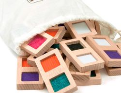 Juego didactico andreutoys domino sensorial texturas madera 28 piezas
