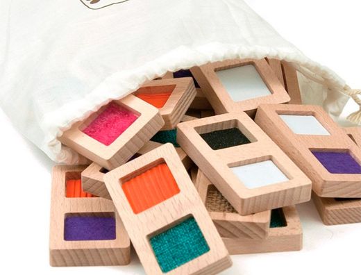 Juego didactico andreutoys domino sensorial texturas madera 28 piezas