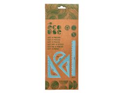 Juego escuadra 20 cm cartabon 18 cm regla 30 cm y semicirculo 10 cm liderpapel ecouse 100% pet reciclado